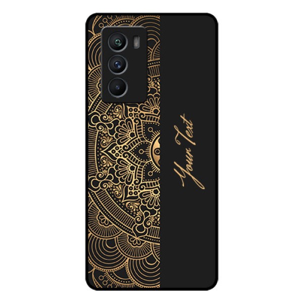 iQOO 9 SE 5G Photo Printing on Glass Case - Mandala art with custom text Design