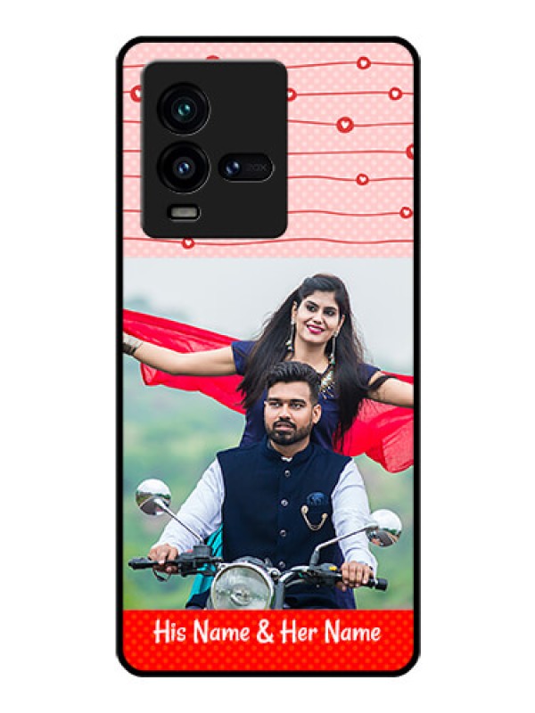 Custom iQOO 9T 5G Personalized Glass Phone Case - Red Pattern Case Design