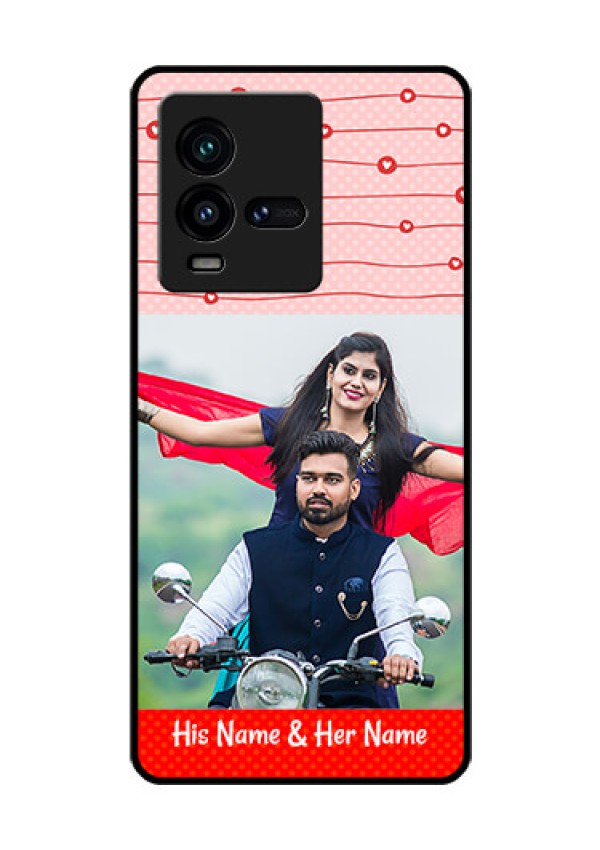 iQOO 9T 5G Personalized Glass Phone Case - Red Pattern Case Design