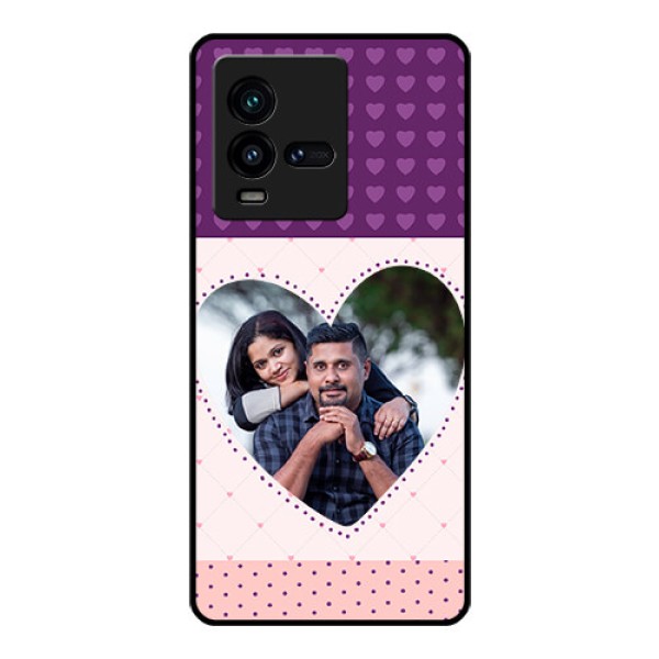 iQOO 9T 5G Custom Glass Phone Case - Violet Love Dots Design