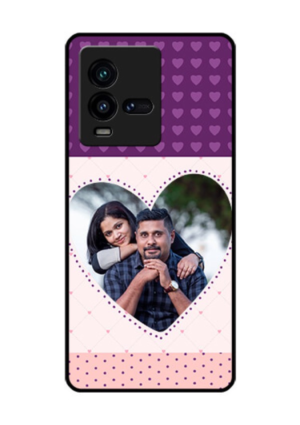 iQOO 9T 5G Custom Glass Phone Case - Violet Love Dots Design