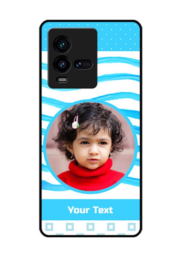 iQOO 9T 5G Custom Glass Phone Case - Simple Blue Case Design