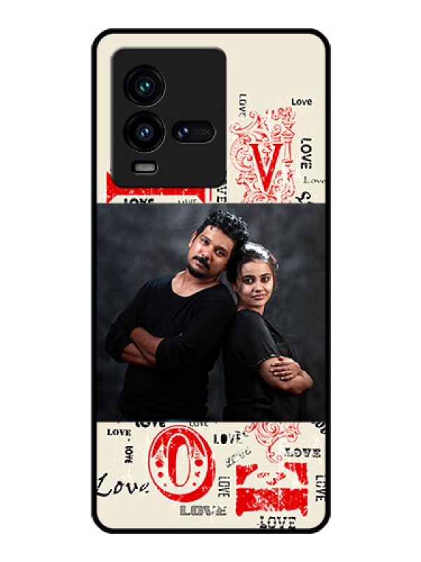Custom iQOO 9T 5G Photo Printing on Glass Case - Trendy Love Design Case
