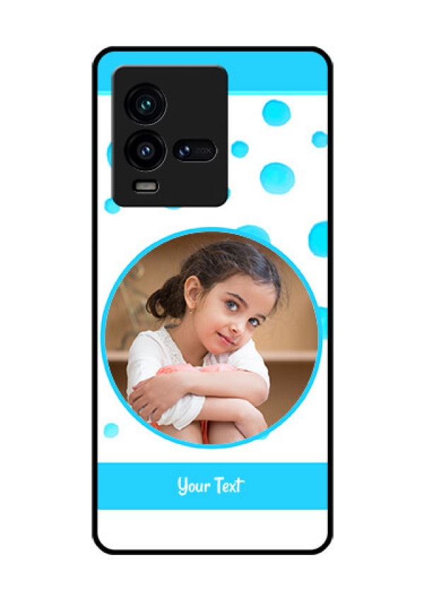 iQOO 9T 5G Photo Printing on Glass Case - Blue Bubbles Pattern Design