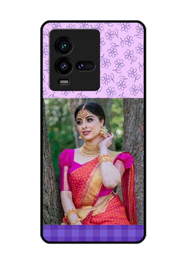 iQOO 9T 5G Custom Glass Phone Case - Purple Floral Design