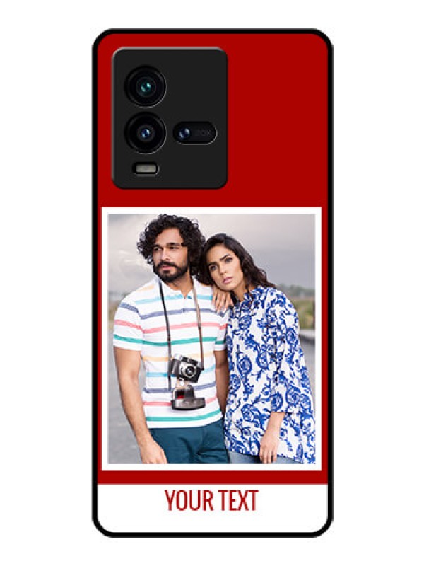 Custom iQOO 9T 5G Personalized Glass Phone Case - Simple Red Color Design