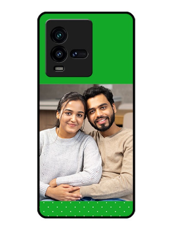 Custom iQOO 9T 5G Personalized Glass Phone Case - Green Pattern Design