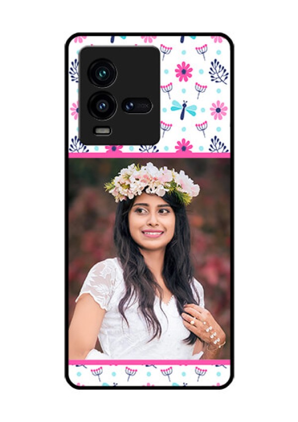 iQOO 9T 5G Photo Printing on Glass Case - Colorful Flower Design