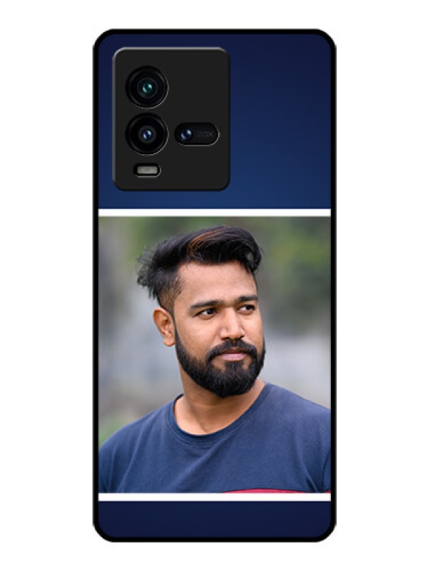 Custom iQOO 9T 5G Personalized Glass Phone Case - Simple Royal Blue Design