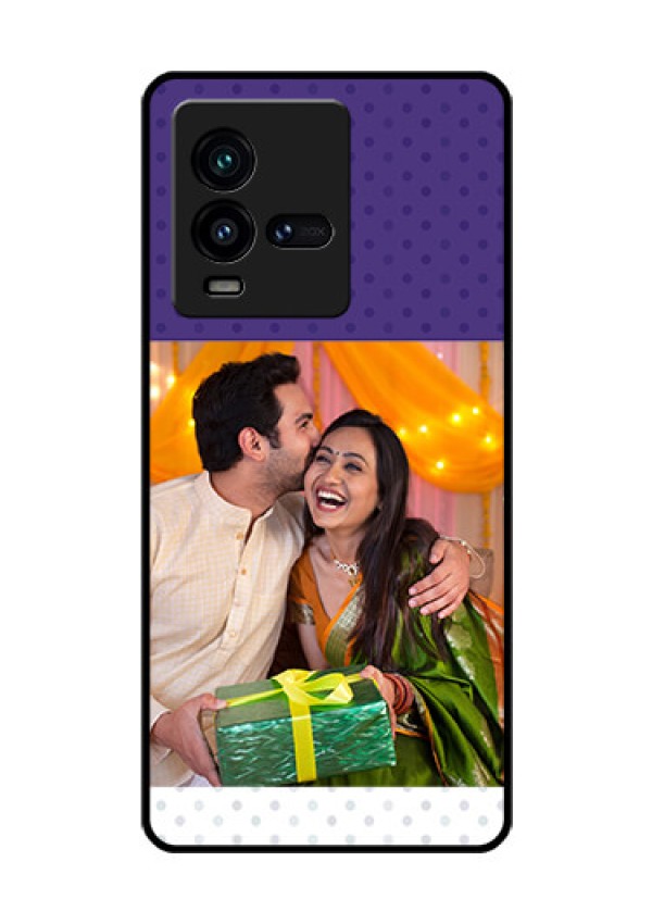 iQOO 9T 5G Personalized Glass Phone Case - Violet Pattern Design