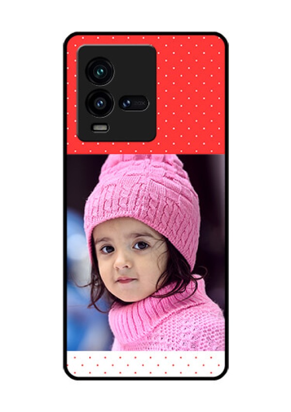 iQOO 9T 5G Photo Printing on Glass Case - Red Pattern Design