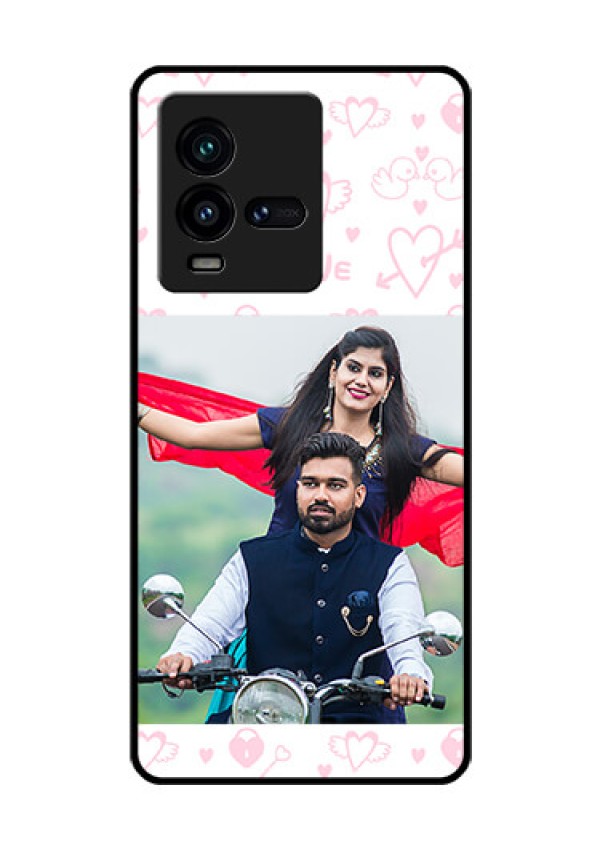 iQOO 9T 5G Custom Glass Mobile Case - Pink Flying Heart Design