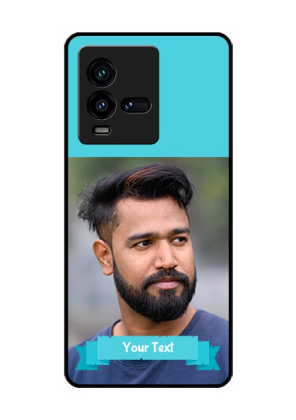 iQOO 9T 5G Personalized Glass Phone Case - Simple Blue Color Design