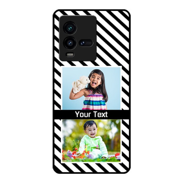iQOO 9T 5G Photo Printing on Glass Case - Black And White Stripes Design