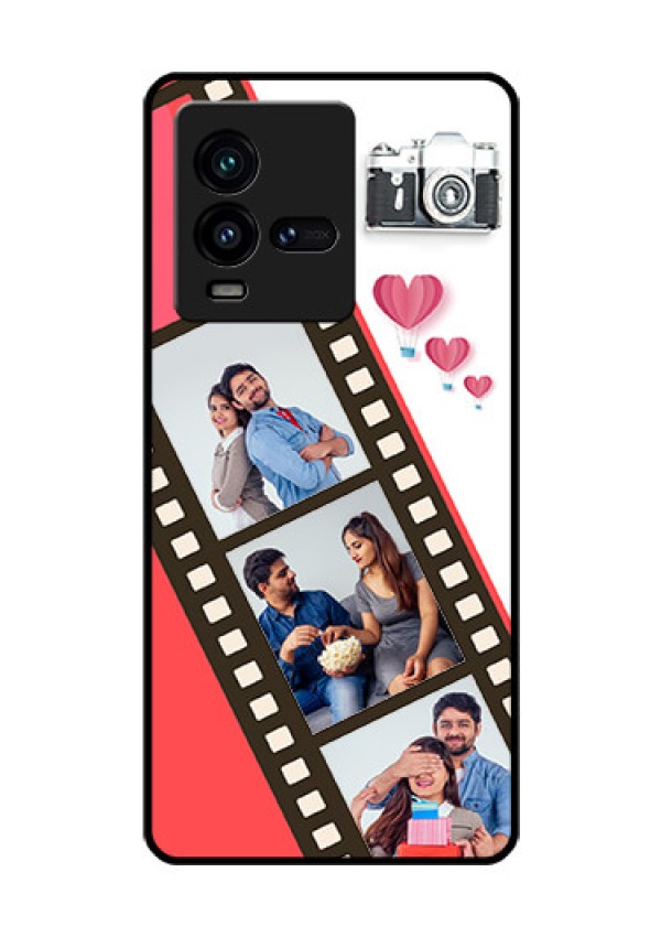 iQOO 9T 5G Personalized Glass Phone Case - 3 Image Holder with Film Reel
