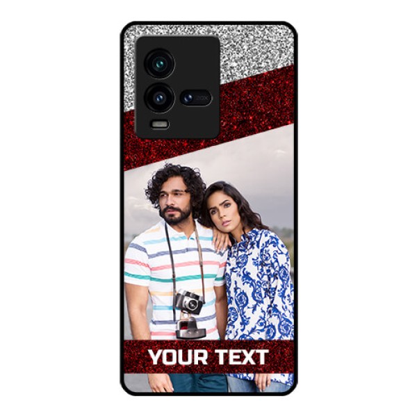 iQOO 9T 5G Personalized Glass Phone Case - Image Holder with Glitter Strip Design iQOO 9T 5G Personalized Glass Phone Case - Image Holder with Glitter Strip Design