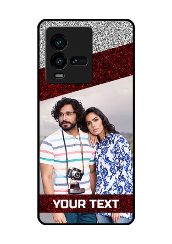 iQOO 9T 5G Personalized Glass Phone Case - Image Holder with Glitter Strip Design