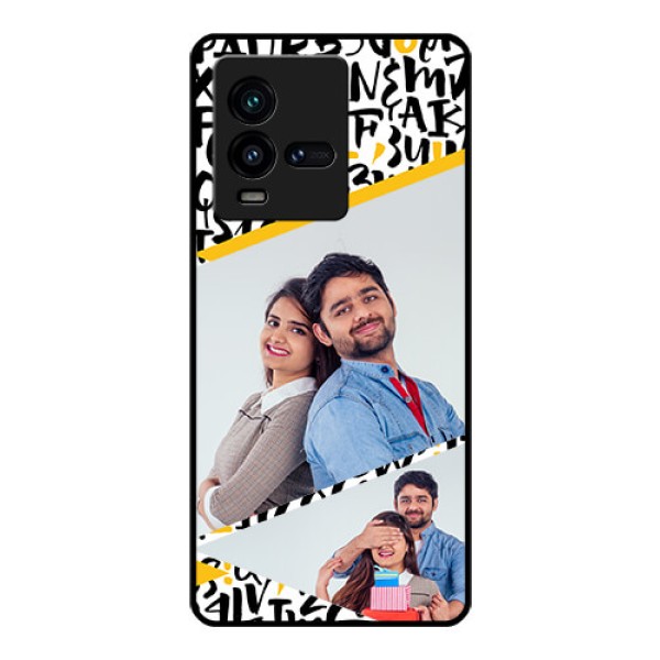 iQOO 9T 5G Custom Glass Mobile Case - Letters Pattern Design