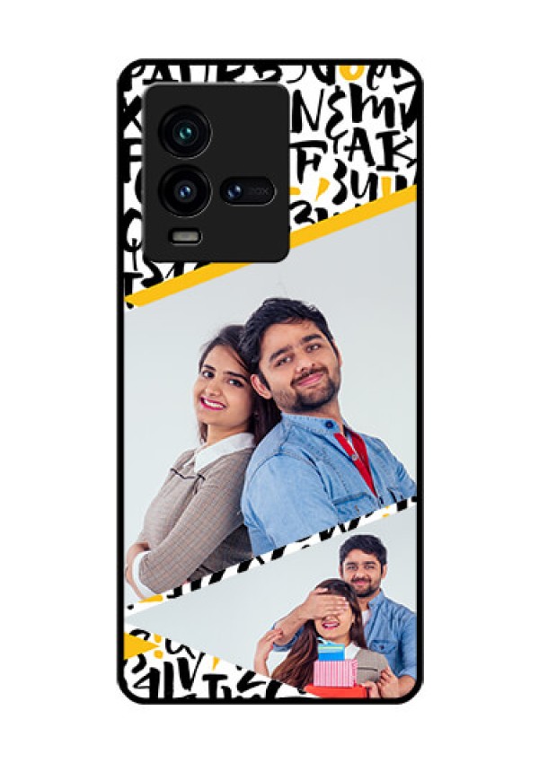 iQOO 9T 5G Custom Glass Mobile Case - Letters Pattern Design