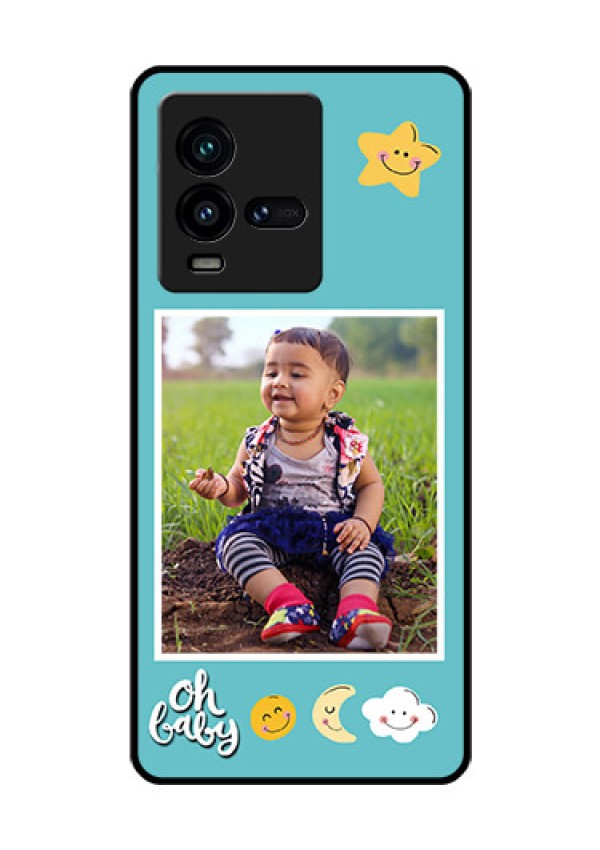 iQOO 9T 5G Personalized Glass Phone Case - Smiley Kids Stars Design