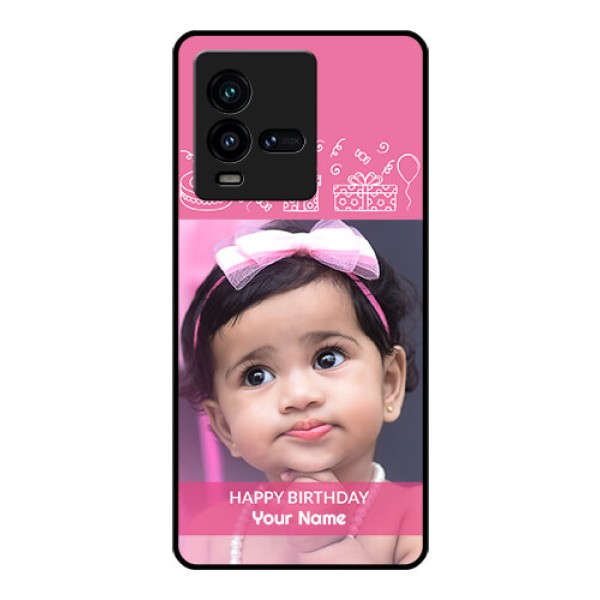 iQOO 9T 5G Photo Printing on Glass Case - with Birthday Line Art Design