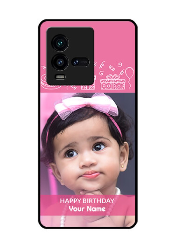 iQOO 9T 5G Photo Printing on Glass Case - with Birthday Line Art Design