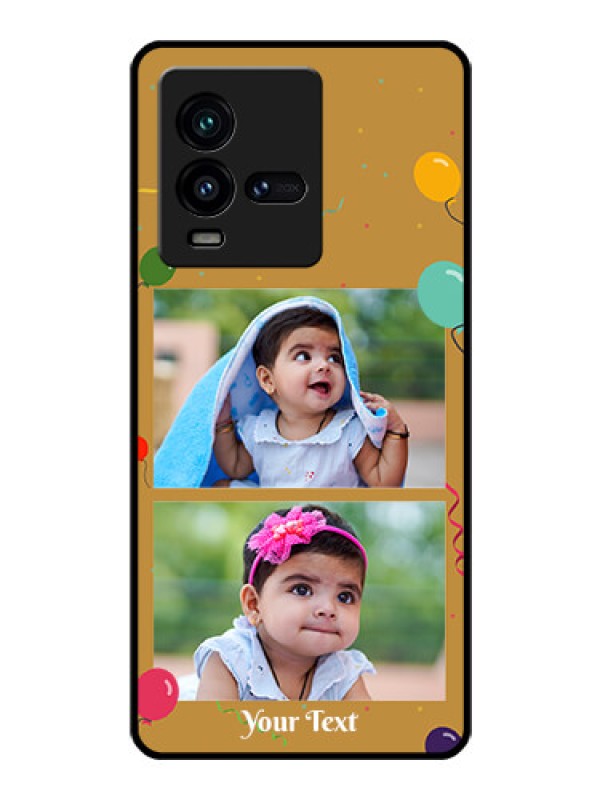 Custom iQOO 9T 5G Personalized Glass Phone Case - Image Holder with Birthday Celebrations Design
