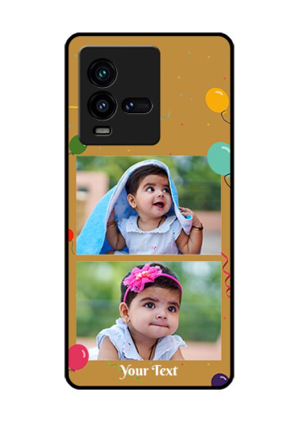 iQOO 9T 5G Personalized Glass Phone Case - Image Holder with Birthday Celebrations Design