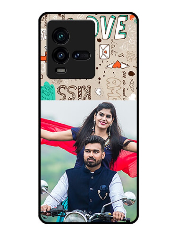 Custom iQOO 9T 5G Custom Glass Phone Case - Love Doodle Pattern