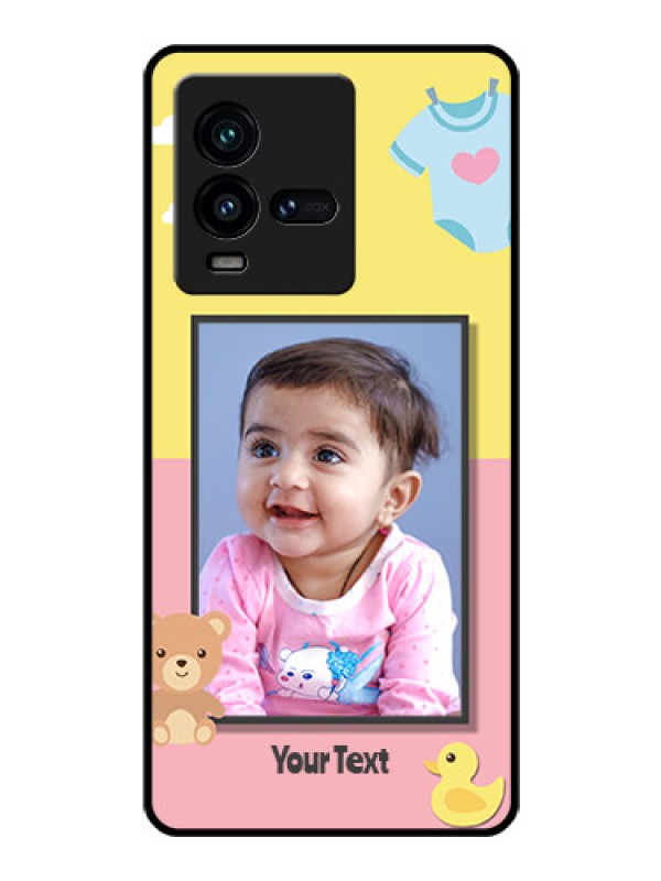 Custom iQOO 9T 5G Photo Printing on Glass Case - Kids 2 Color Design