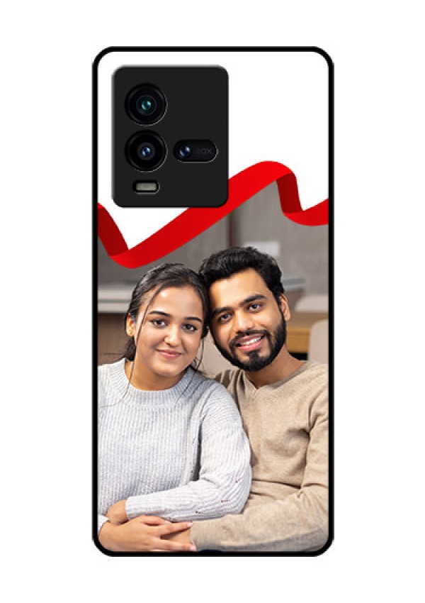 iQOO 9T 5G Photo Printing on Glass Case - Red Ribbon Frame Design