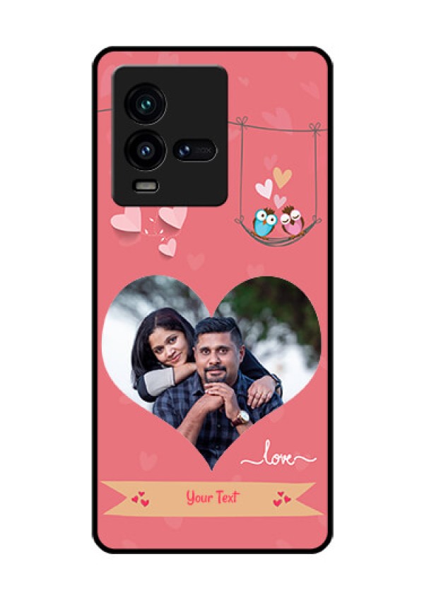 iQOO 9T 5G Personalized Glass Phone Case - Peach Color Love Design