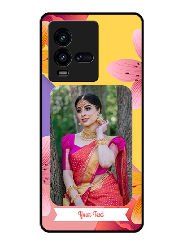 Custom iQOO 9T 5G Custom Glass Mobile Case - 3 Image With Vintage Floral Design