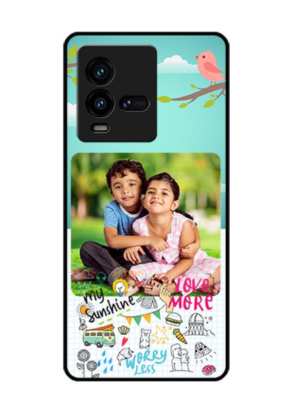 iQOO 9T 5G Photo Printing on Glass Case - Doodle love Design