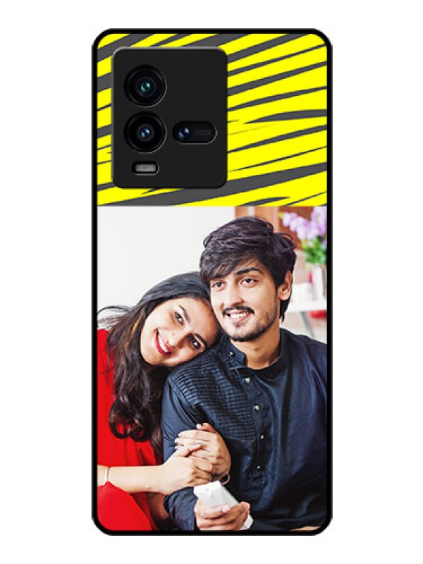 Custom iQOO 9T 5G Photo Printing on Glass Case - Yellow Abstract Design