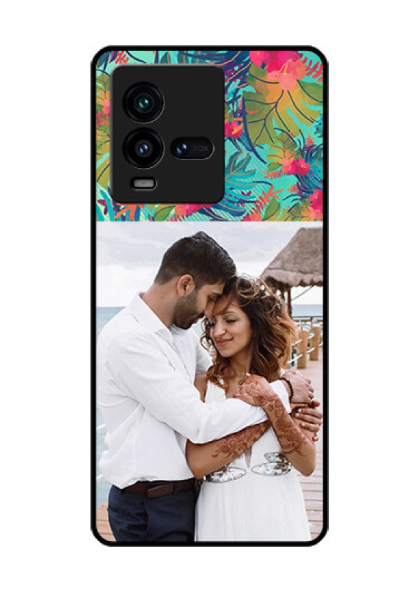 iQOO 9T 5G Photo Printing on Glass Case - Watercolor Floral Design