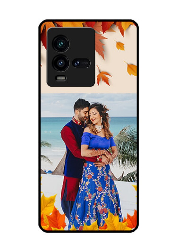 iQOO 9T 5G Photo Printing on Glass Case - Autumn Maple Leaves Design