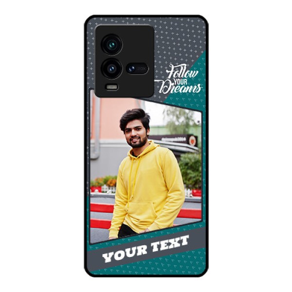 iQOO 9T 5G Personalized Glass Phone Case - Background Pattern Design with Quote