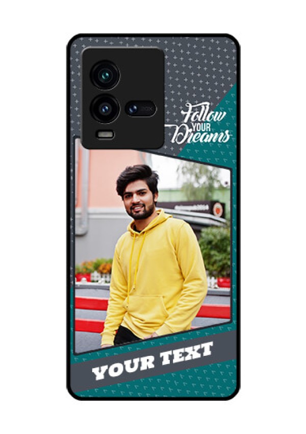 iQOO 9T 5G Personalized Glass Phone Case - Background Pattern Design with Quote