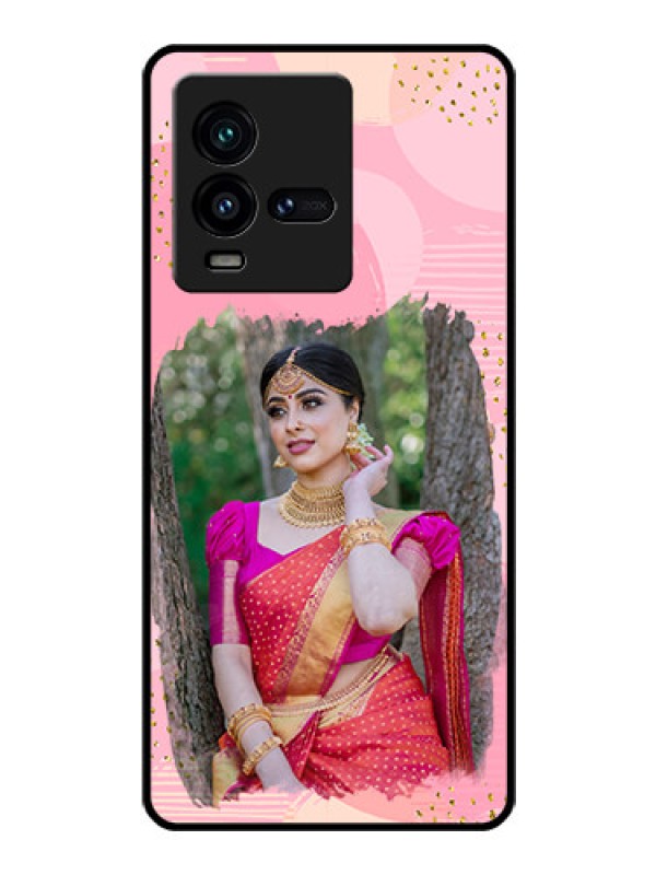 Custom iQOO 9T 5G Personalized Glass Phone Case - Gold Glitter Splash Design