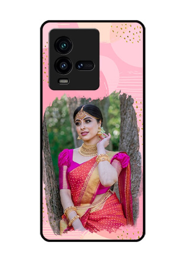 iQOO 9T 5G Personalized Glass Phone Case - Gold Glitter Splash Design