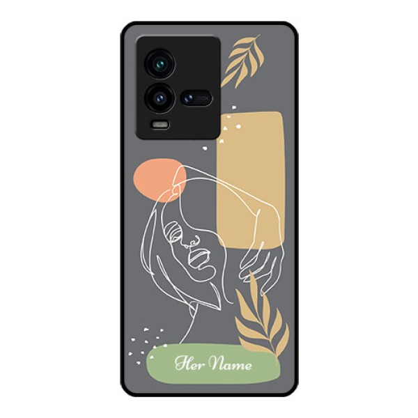 iQOO 9T 5G Custom Glass Phone Case - Gazing Woman line art Design iQOO 9T 5G Custom Glass Phone Case - Gazing Woman line art Design