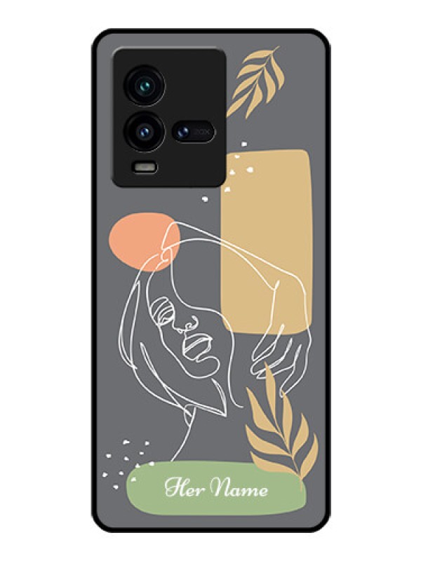 Custom iQOO 9T 5G Custom Glass Phone Case - Gazing Woman line art Design