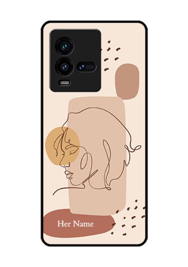 iQOO 9T 5G Photo Printing on Glass Case - Calm Woman line art Design