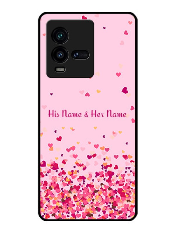 Custom iQOO 9T 5G Photo Printing on Glass Case - Floating Hearts Design