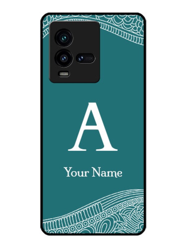 Custom iQOO 9T 5G Personalized Glass Phone Case - line art pattern with custom name Design