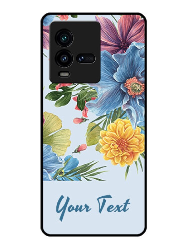 Custom iQOO 9T 5G Custom Glass Mobile Case - Stunning Watercolored Flowers Painting Design