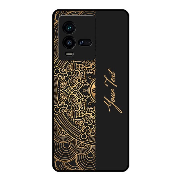 iQOO 9T 5G Photo Printing on Glass Case - Mandala art with custom text Design