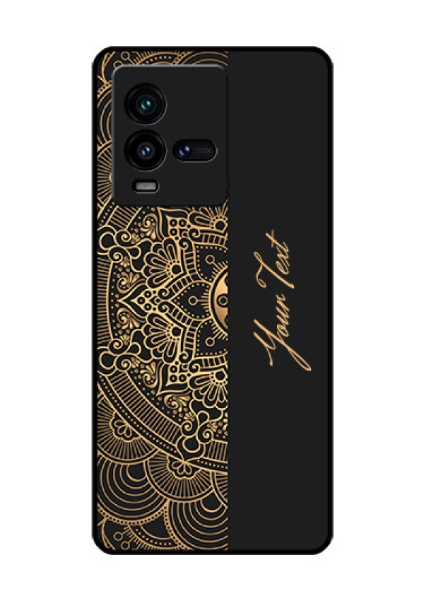 iQOO 9T 5G Photo Printing on Glass Case - Mandala art with custom text Design