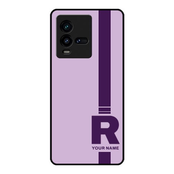 iQOO 9T 5G Photo Printing on Glass Case - Simple dual tone stripe with name Design iQOO 9T 5G Photo Printing on Glass Case - Simple dual tone stripe with name Design